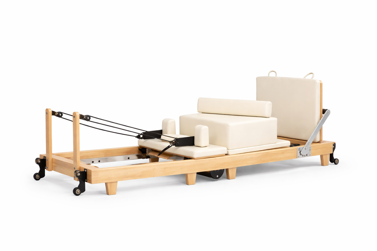 Reformer Pilates pliable Ivory Silk, finition ivoire – photographie produit complémentaire
